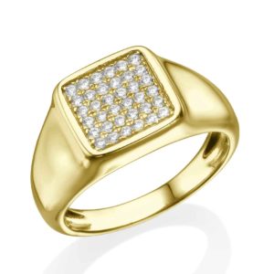 טבעת בציפוי זהב "חותם מרובע"